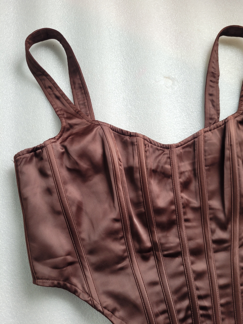 Revolve Bardot Satin Corset Top Ren Fair Brown 10 / XL - Picture 3 of 13